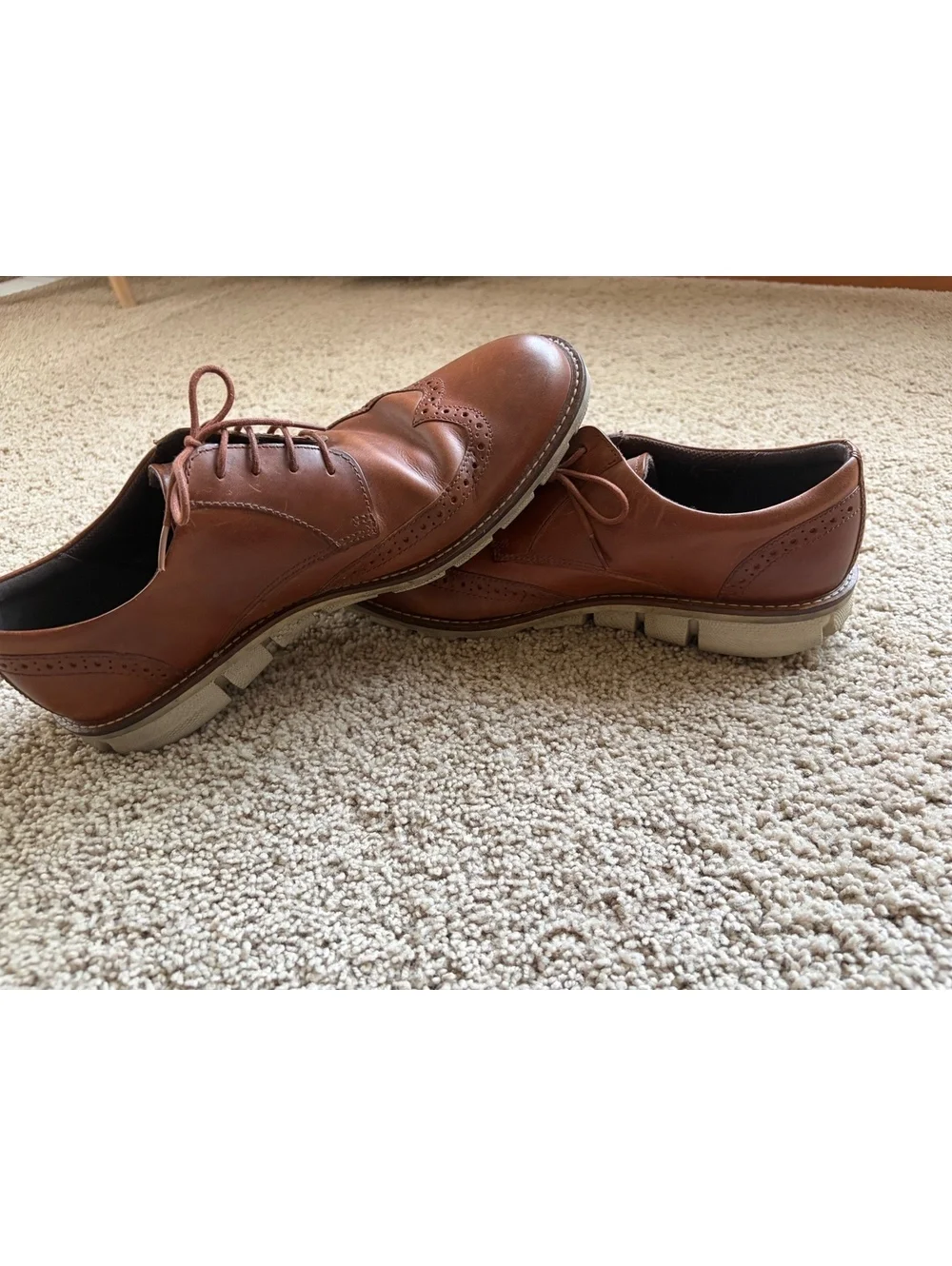 ECCO Men's ST.1 Hybrid Wingtip Oxford leather upper brown shoes Size 12 lace up